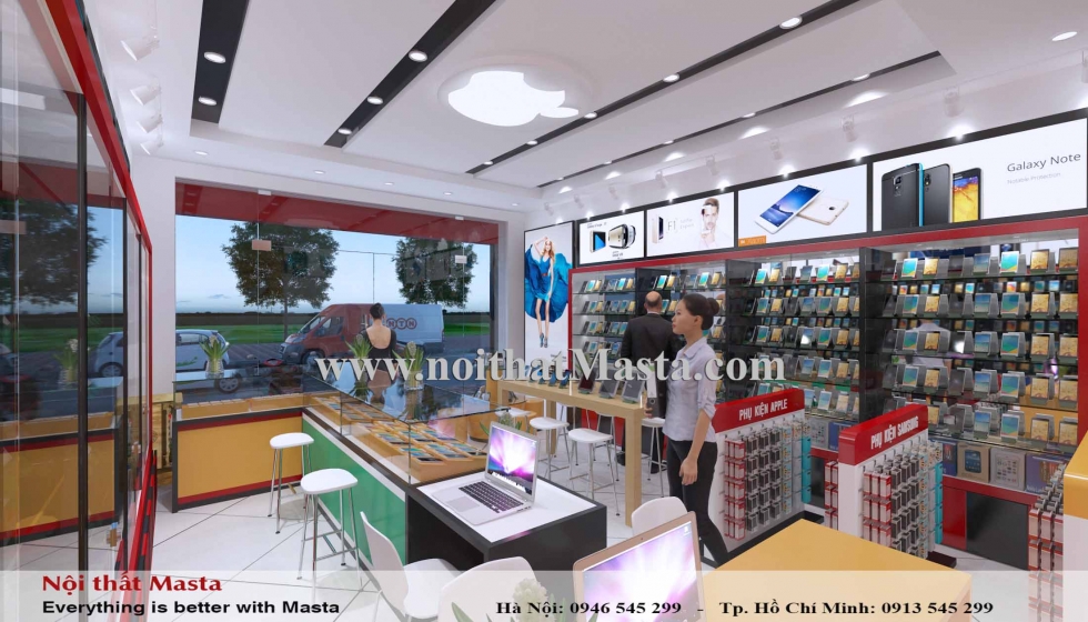 thiet ke shop ban dien thoại 30m2